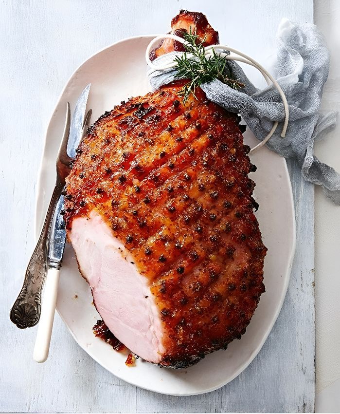 Large Cooked Leg Ham in a Plate — Midway Butchers in South Innisfail, QLD