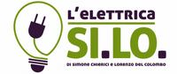 Logo “L'Elettrica SI.LO.” in viola e verde con l'icona di una spina di lampadina e un piccolo testo di sottotitolo.