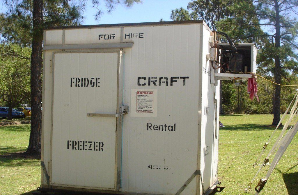 A white portable fridge-freezer unit with 