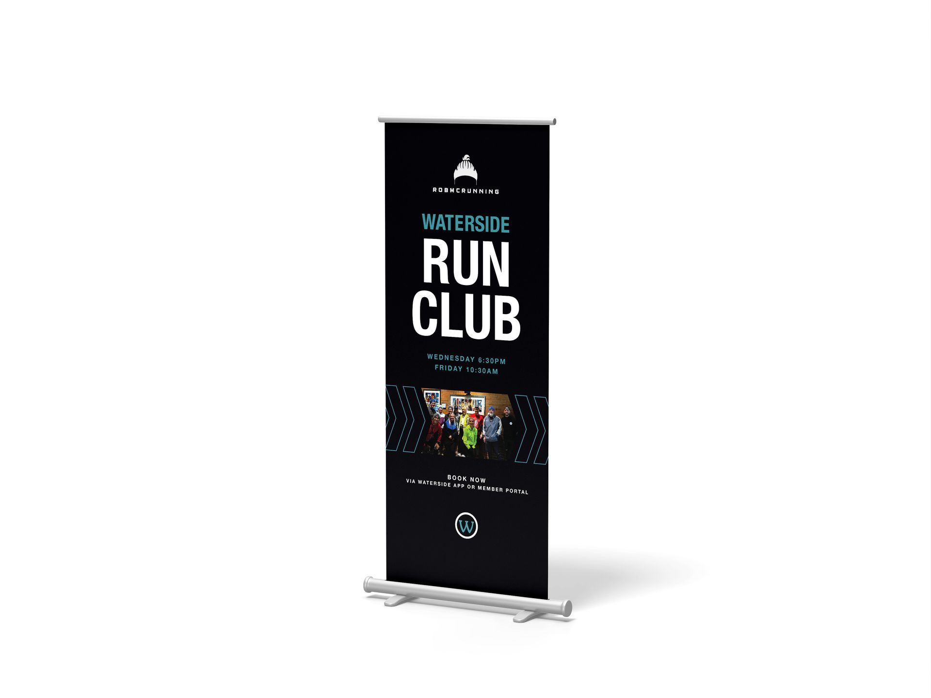 Black retractable banner for