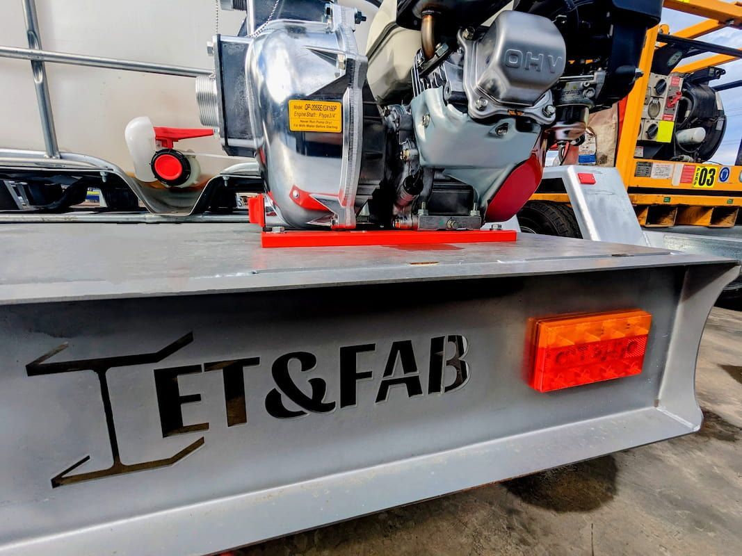 A Jet and Fab Trailer with A Motor on The Back — Eddies Trailers & Fab in Muswellbrook, NSW