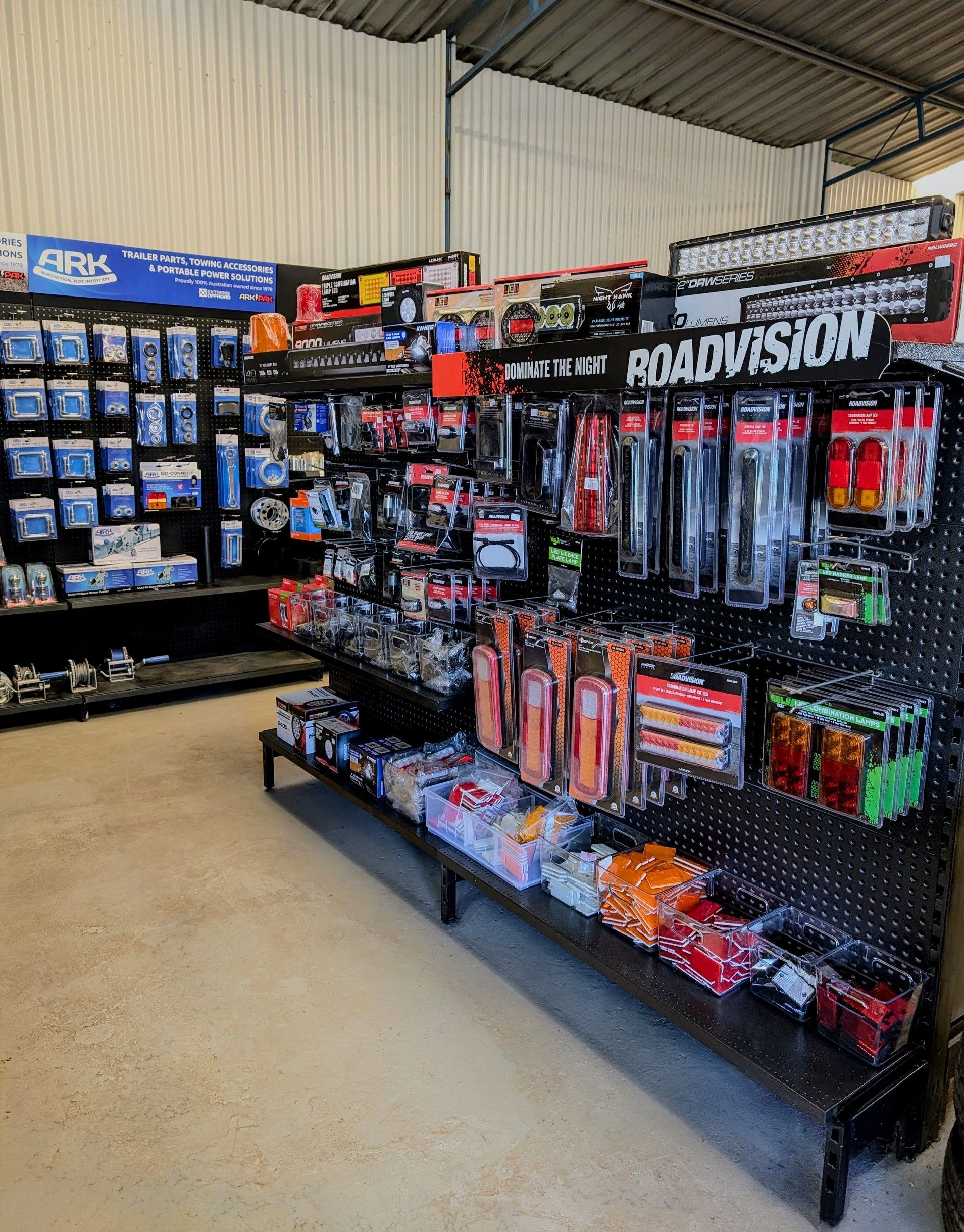 A store with a sign that says roadvision on it
