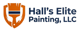 Hall&rsquo;s Elite Painting, LLC logo with orange shield and navy text