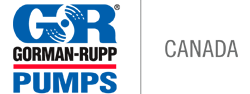 Logo Gorman-Rupp Pumps avec marquage bleu et blanc, et le mot « CANADA » en gris