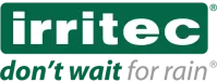 Logo Irritec avec le slogan « n’attendez pas la pluie » en vert et gris