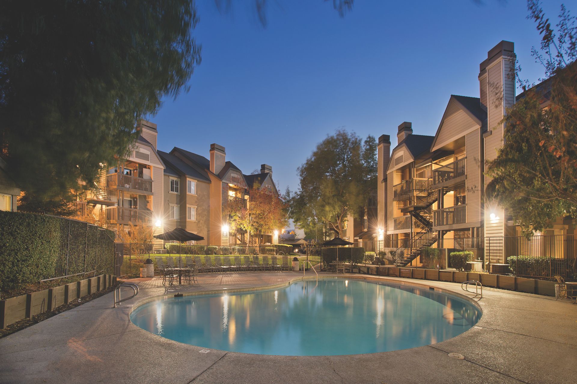 Pool at dusk