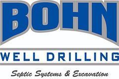 The logo for bohn well drilling septic systems and excavation.