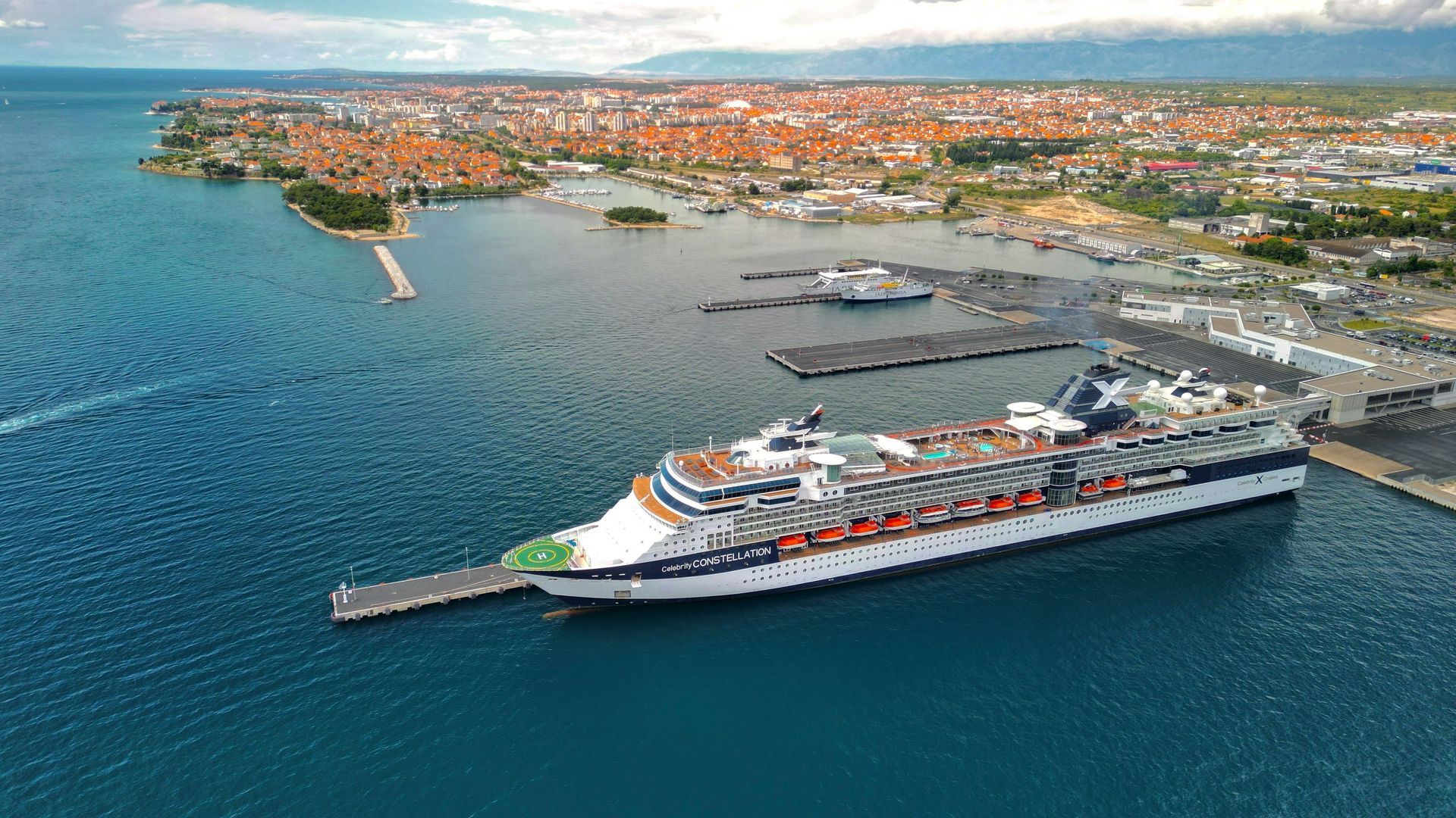 Large cruise ship at sea