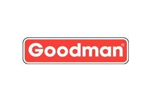 Goodman logo in white text on a red rounded rectangle