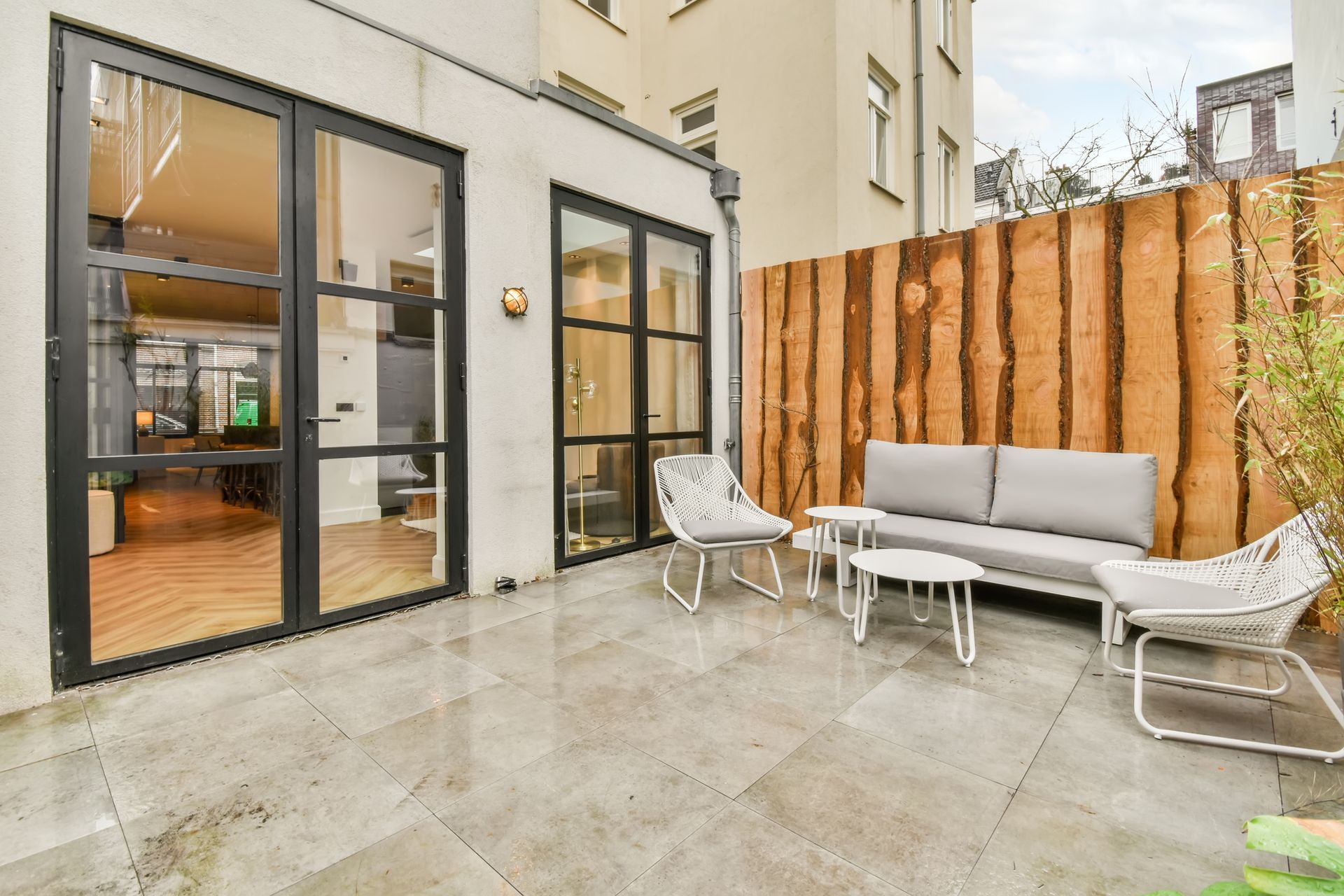 high-gloss finish concrete patio