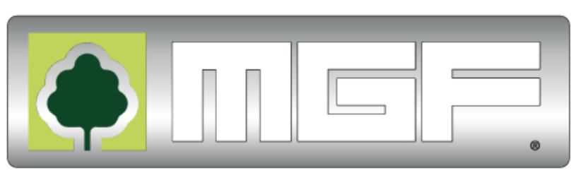 Logo con albero verde accanto alla scritta bianca