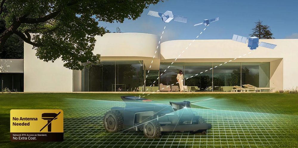 Casa di lusso con un'auto sportiva all'interno di una griglia luminosa a reticolo, che suggerisce un concetto futuristico di energia o sicurezza.