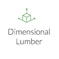 Green cube logo above the words “Dimensional Lumber” on a white background