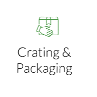 Green hand-and-box icon above the text “Crating & Packaging”