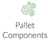 Green gear icon above the words “Pallet Components” on a white background