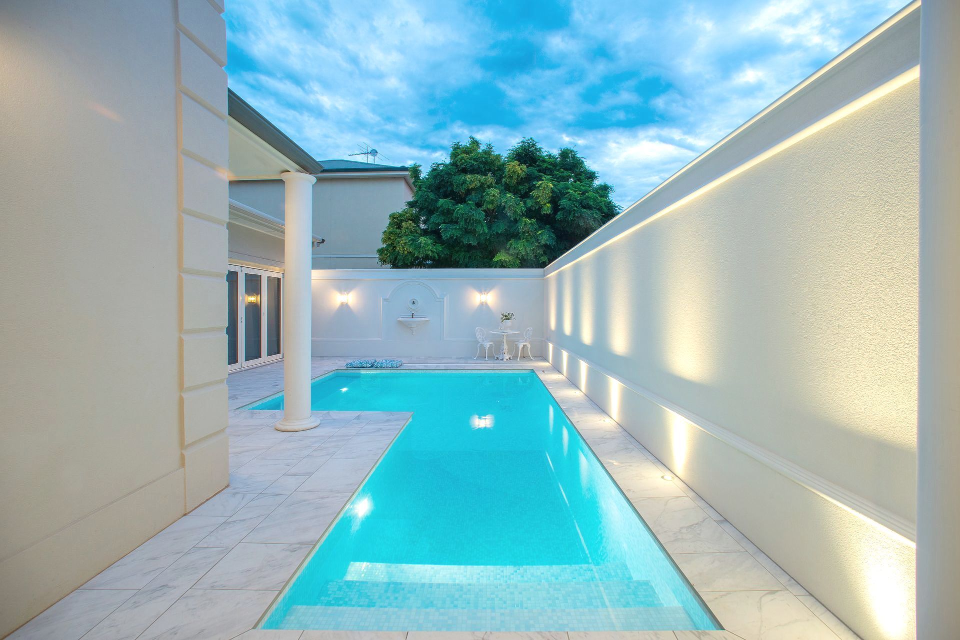 pool with lights