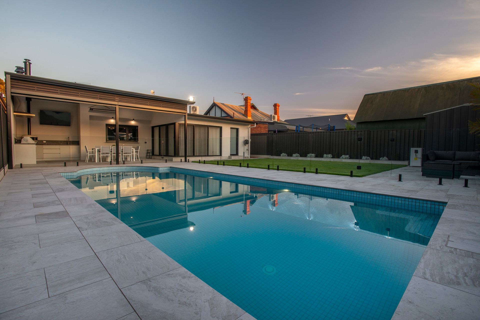 pool with lights