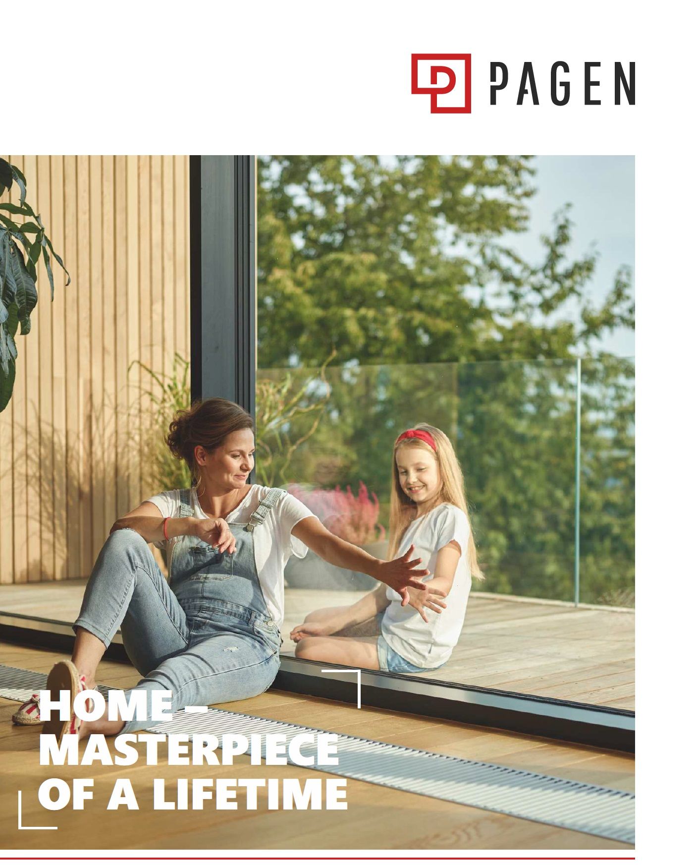 Woman and child sitting by a large window, text reads 