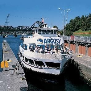 A large white boat with the word argosy on it