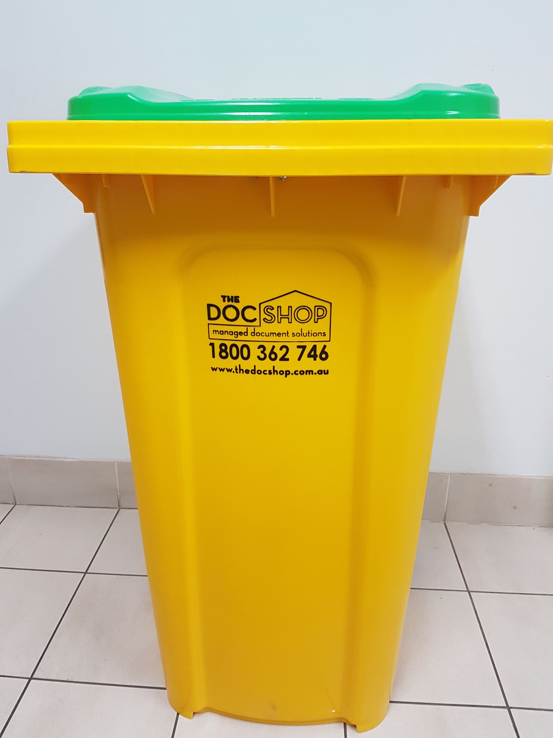Secure confidential document disposal bin used by businesses to protect sensitive information before secure shredding.