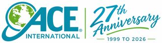ACE International 27th Anniversary logo with blue and green globe, “1999 to 2026” text