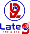 Logo for Late Pho & Tea: blue and red circular emblem above the restaurant name.