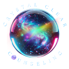 Crystal ball with a galaxy inside, surrounded by 