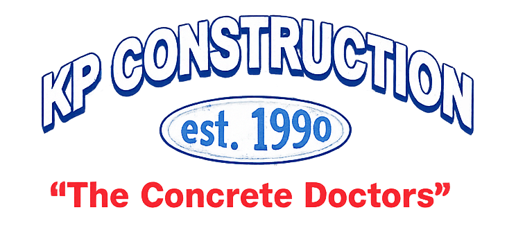 KP Construction logo with &ldquo;est. 1990&rdquo; and the tagline &ldquo;The Concrete Doctors&rdquo;