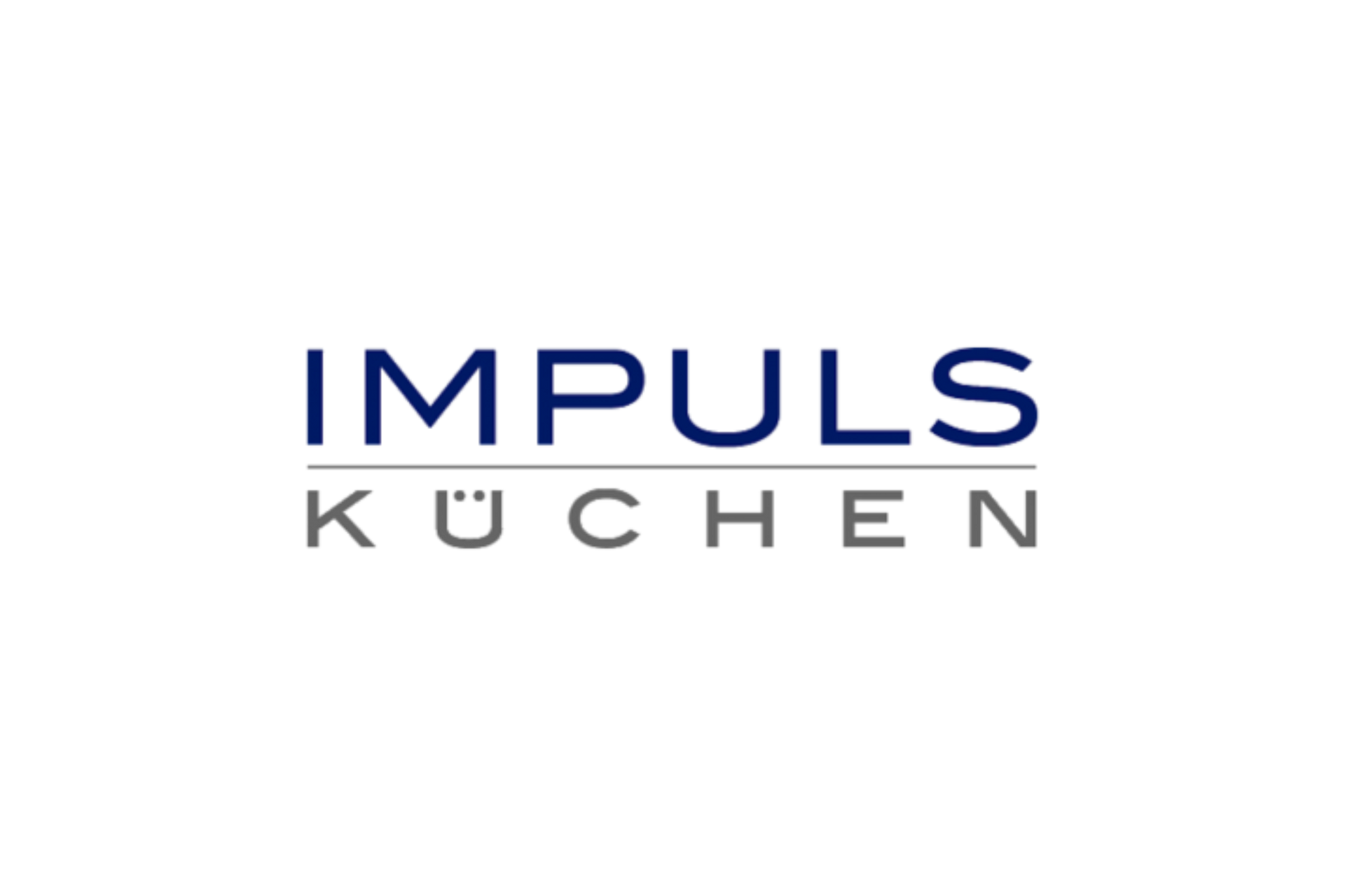 Le logo d'impuls kuchen est bleu et blanc sur fond blanc.