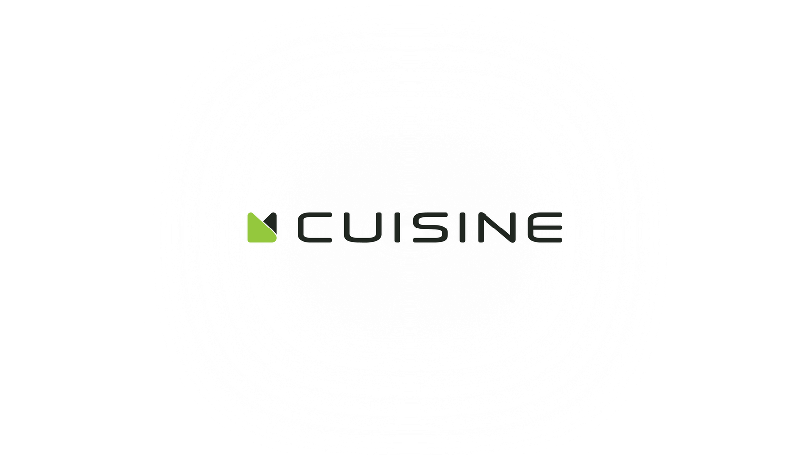Un logo noir et vert pour la cuisine sur fond blanc.