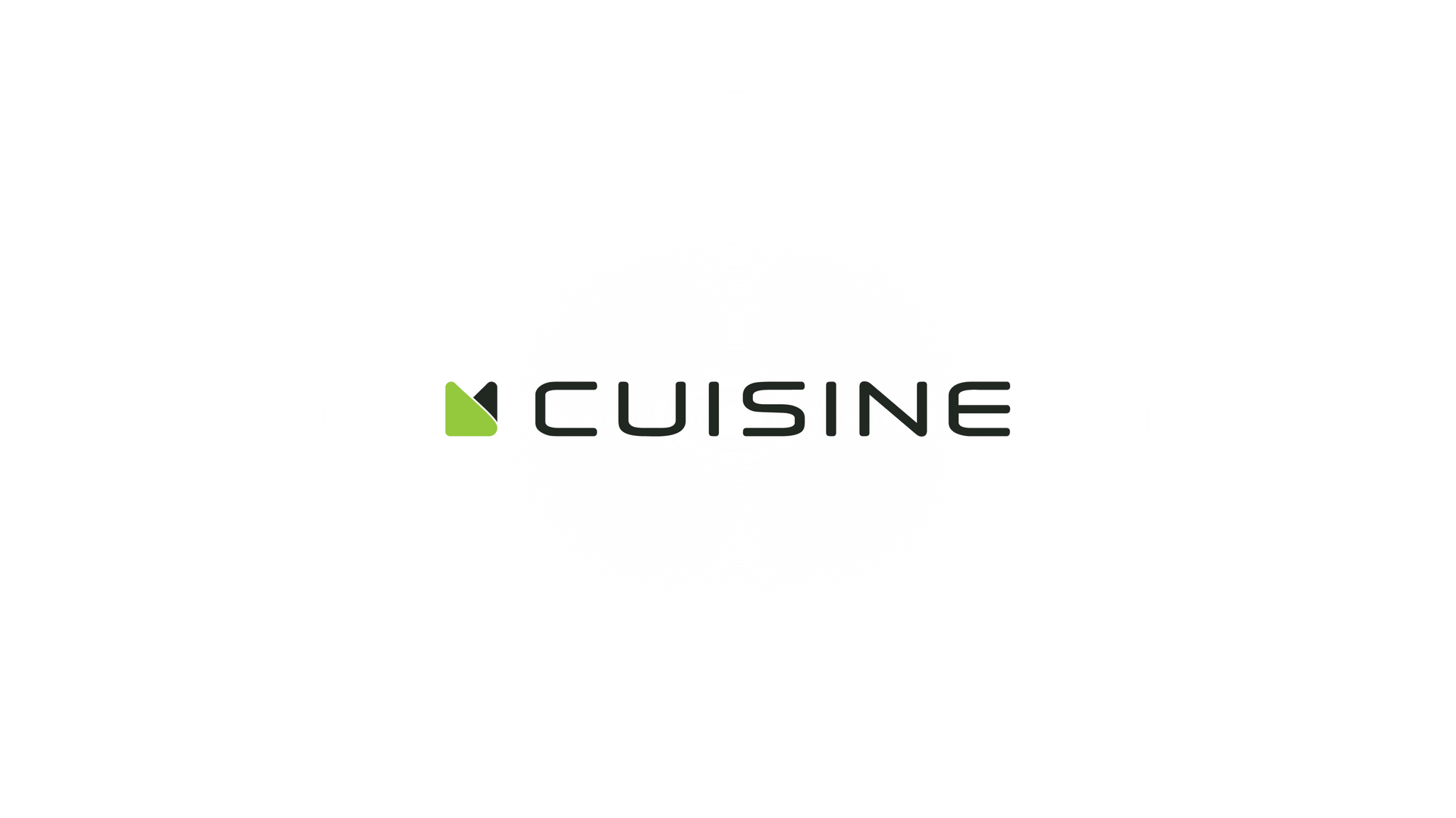 Un logo noir et vert pour la cuisine sur fond blanc.