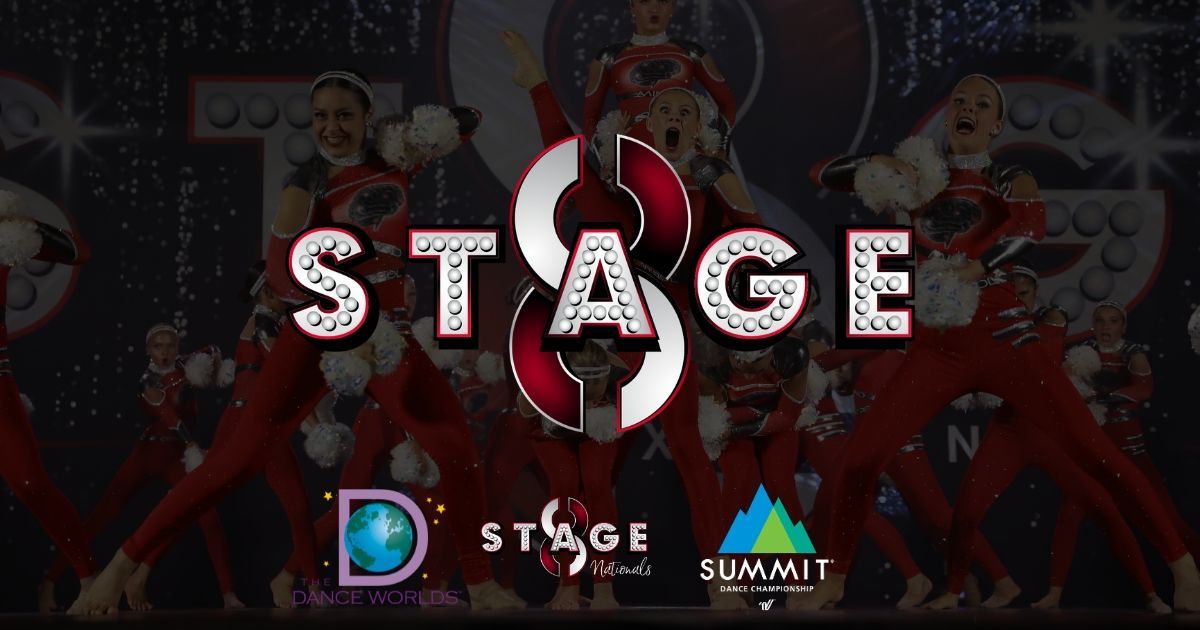 STAGE title screen with a red, demon-themed background and a central logo with a glowing D icon