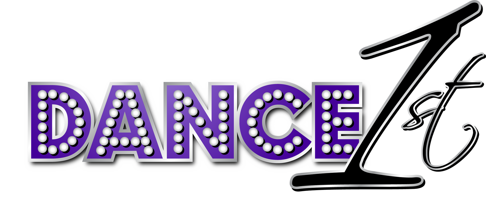 Purple “DANCE” logo with a stylized black-and-white “It” script and dancer silhouette
