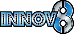 Blue-and-white “INNOV8” logo with a stylized circular 8 on the right