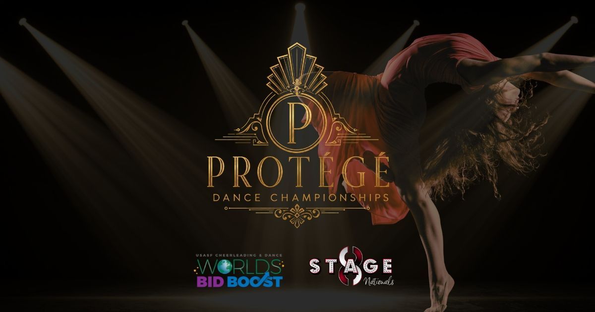Dark promotional poster for “PROTIG” with gold logo, dancer silhouette, and event sponsor logos on black background