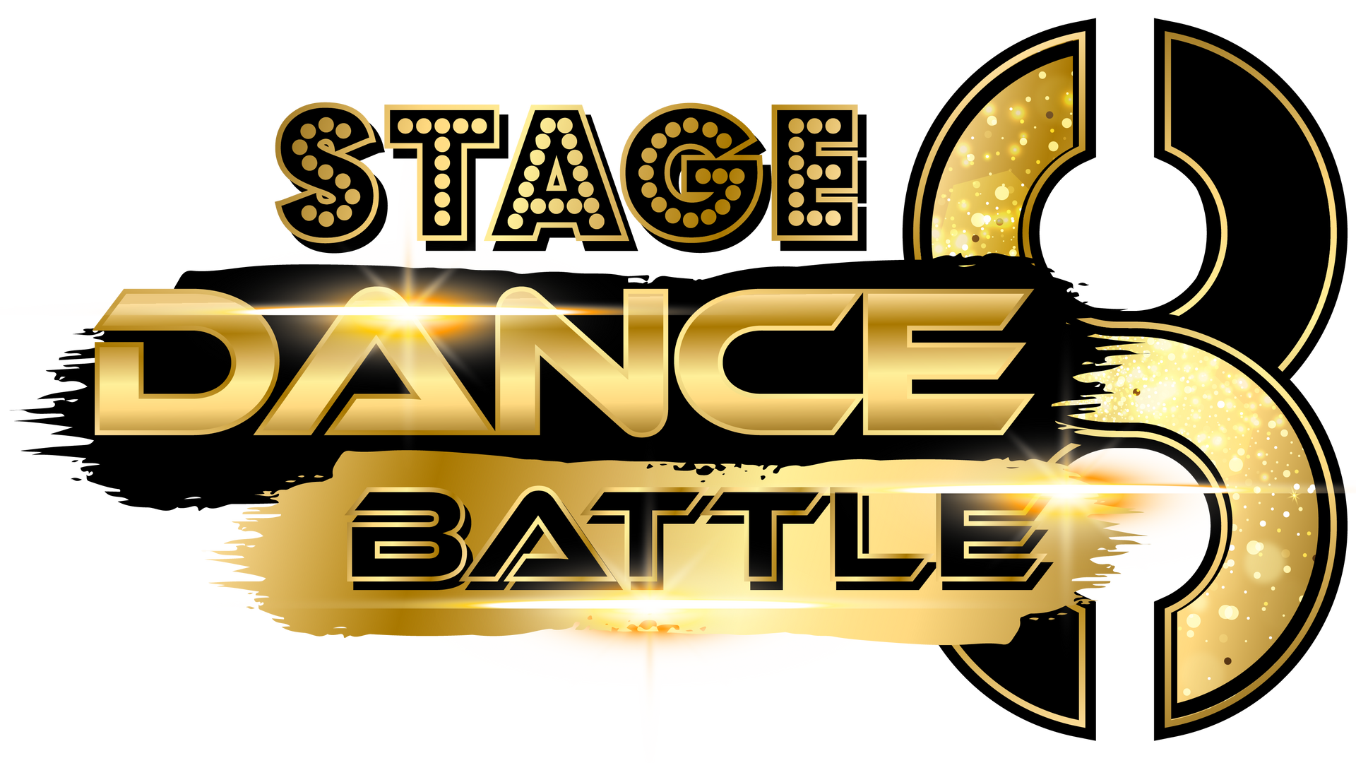 Stage Dance Battle logo with gold text on black and a gold circular emblem