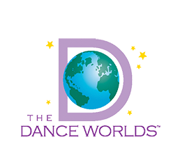 The Dance Worlds logo with a purple D around a blue-green globe and yellow stars