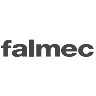 Logo “falmec” in minuscolo nero su sfondo bianco.