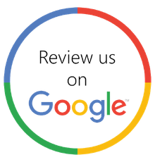 A colorful circle with the words `` review us on google '' written inside of it.