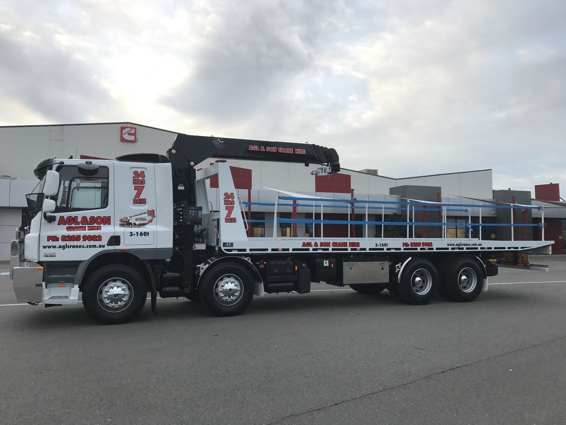 Crane Truck with Tilt Tray — Adelaide, SA — AGL & Son Crane Hire
