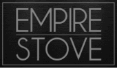 A black sign that says empire stove on it