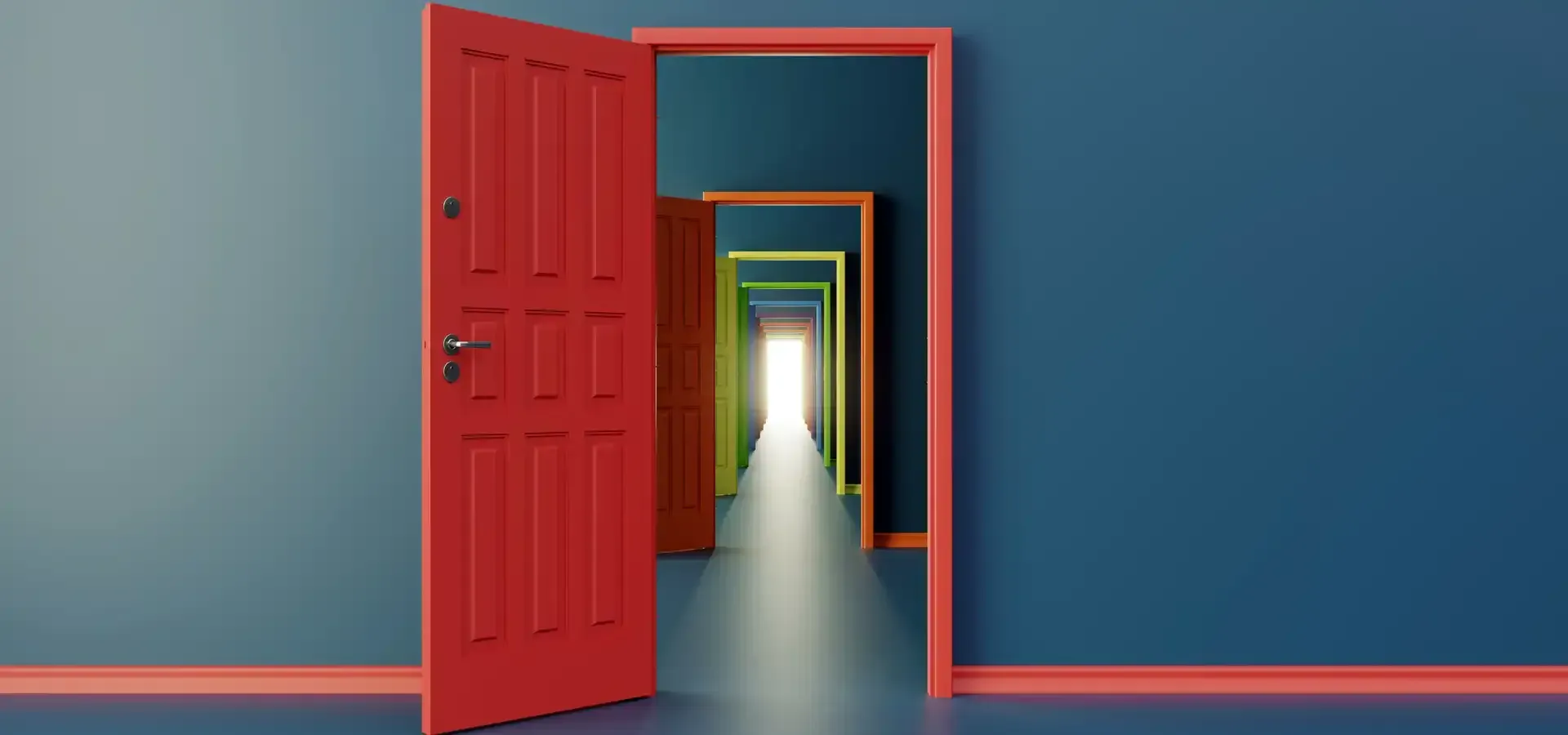 Bright light after a series of doorways