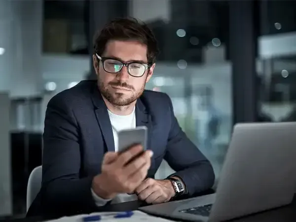 Man looking at phone.