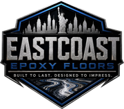 Eastcoast Epoxy Floors logo with city skyline, blue accents, and “Built to last. Designed to impress.”