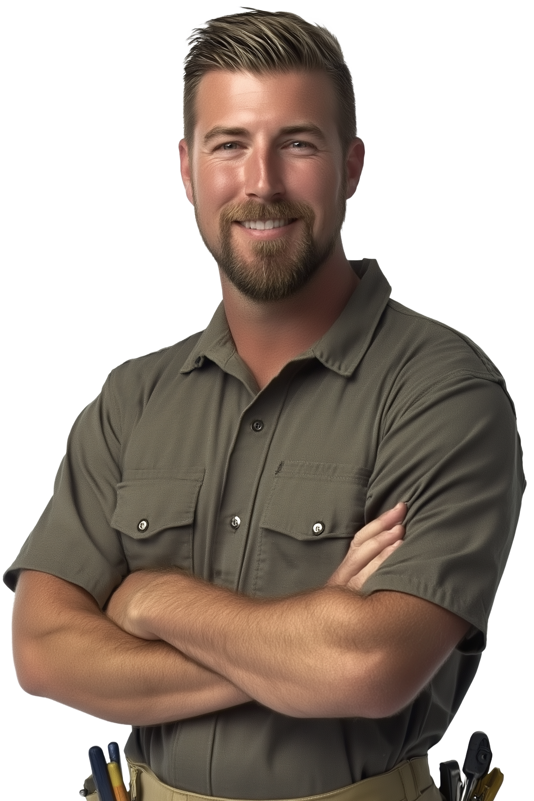 Shea Doerfler, founder of Prescott Custom Homes, standing confidently, showcasing his hands-on approach and dedication to building custom homes in Prescott, AZ.