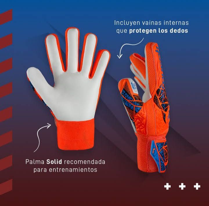 Guantes de portero Reusch Attrakt Starter Solid Finger Support JR, blancos y naranjas, vistas frontal y trasera.
