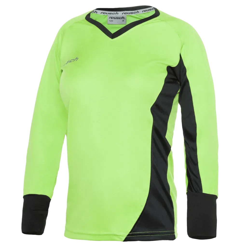 Una camiseta de portero de manga larga de color verde lima con cuello en V