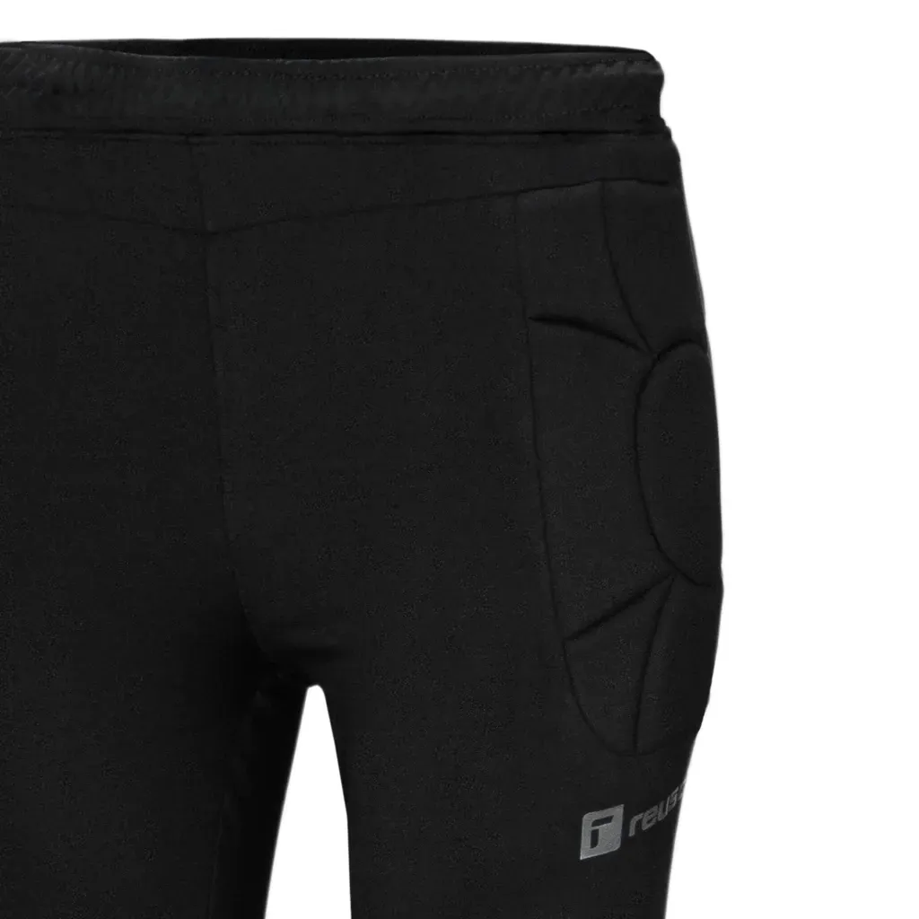 Pantalones de compresión negros acolchados de estilo deportivo con estribos, diseñados para la protección contra impactos.