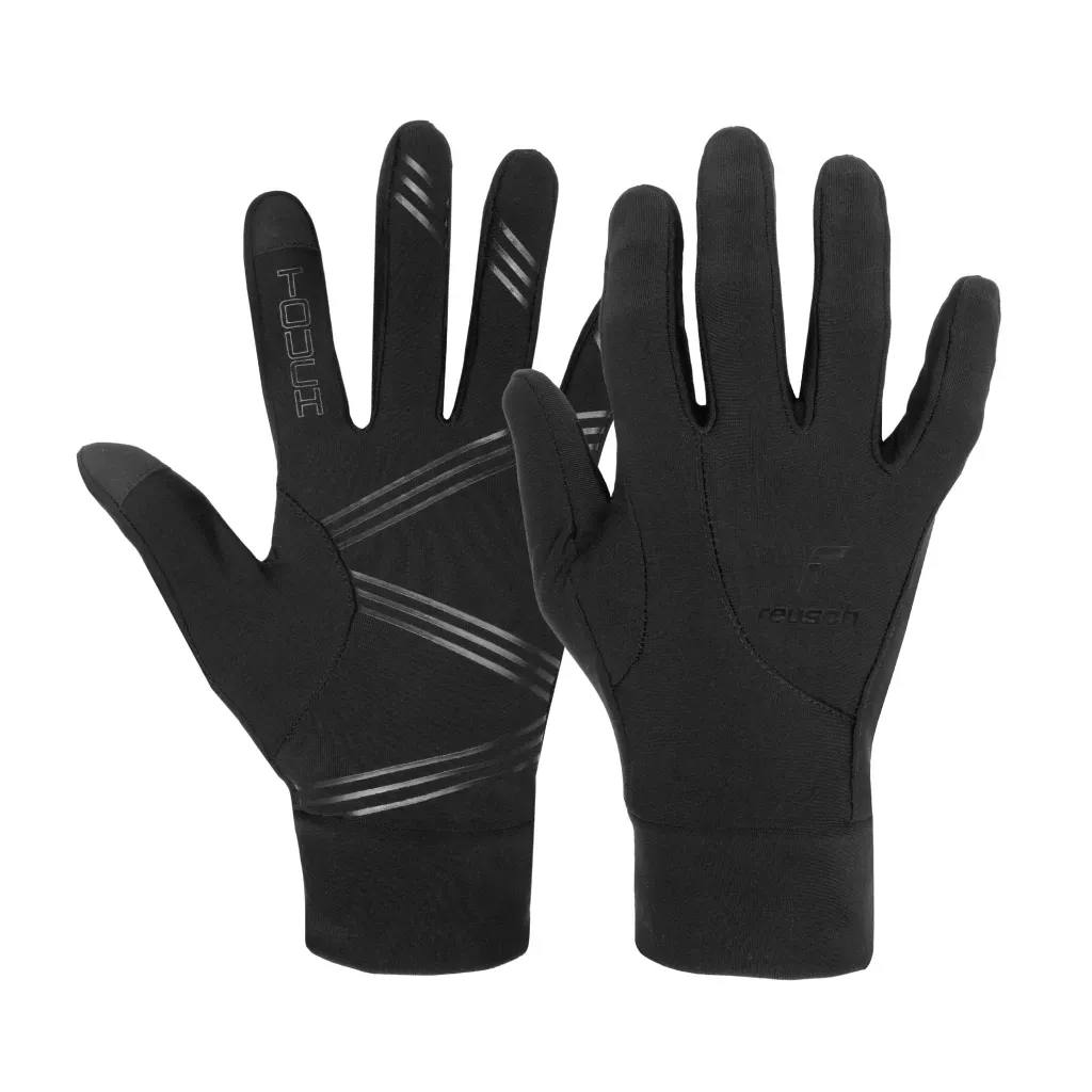 Un par de guantes negros para pantallas táctiles