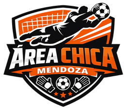 Logotipo del equipo de fútbol Área Chica Mendoza con escudo naranja y negro y portero lanzándose al suelo.